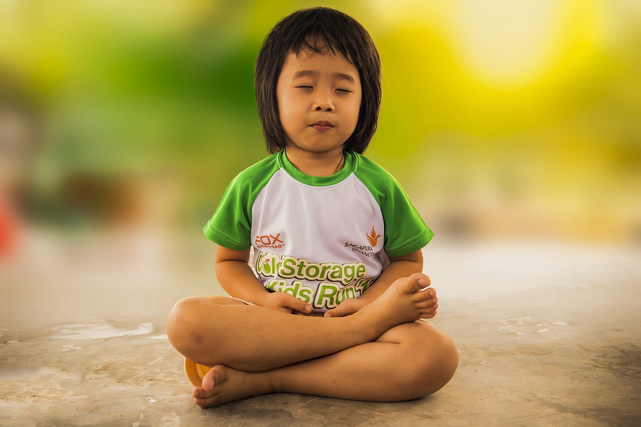 meditating, mediation, little girl